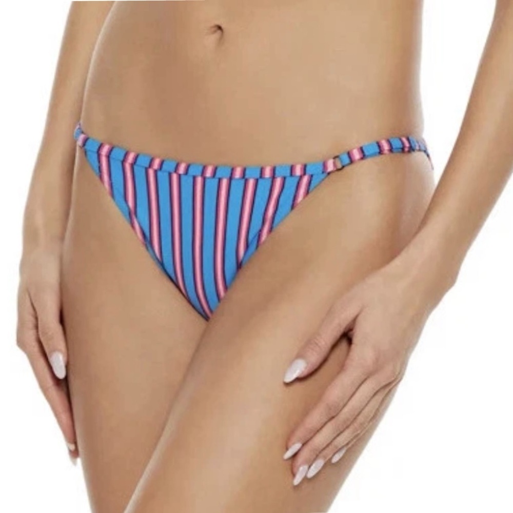 NWT SOLID & STRIPED | The LuLu Blue Pink Tropical Stripe Bikini Bottom Sz. Large